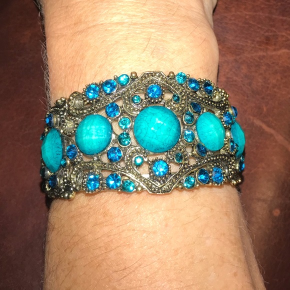 🦋 Turquoise & Blue in a spectacular gold bracelet - Picture 6 of 7
